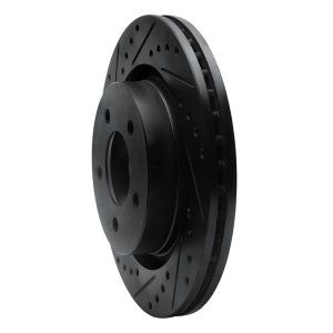 Chrysler 300M Brake Rotor (1) - Front Left - R1 Concepts - Drilled & Slotted - Black - `99-`04